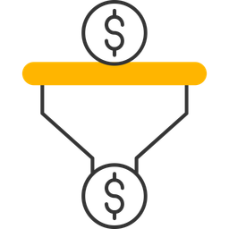 Pipeline de vendas em dólar  Ícone