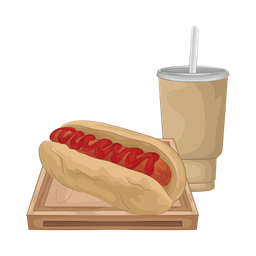 Hot dog with soda  Icon