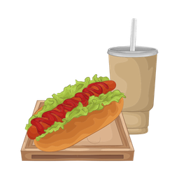 Hot dog with soda  Icon