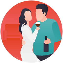 Drinking Lovers Dating Couple Enjoying Drink Icon