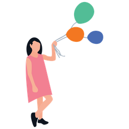 Girl Holding Balloons  Icon