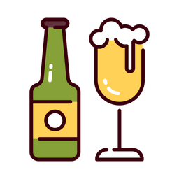 Beer Bottle And Glass  Icon