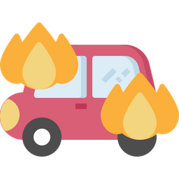 Voiture en feu  Icône