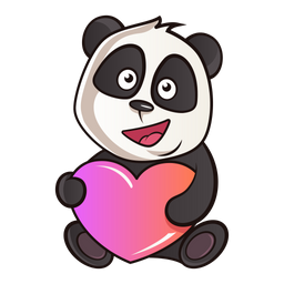 Cute panda with heart  Icon