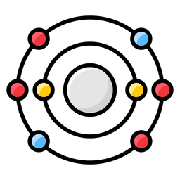 Atomo De Oxigeno Simbolo Cientifico Modelo Atomico Icono