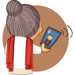 Old Lady Taking In Video Call  Icon