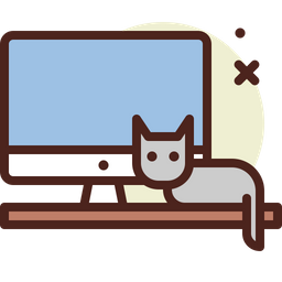 Computador e gato  Ícone