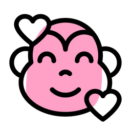 Monkey Smiling With Hearts  Icon