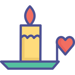 Burning Candle With Heart  Icon