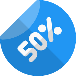 Etiqueta del 50 por ciento  Icono