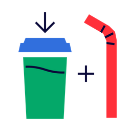 커피잔과 빨대  아이콘