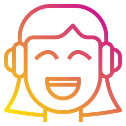 Girl Use Headphone  Icon