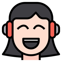 Girl Use Headphone  Icon