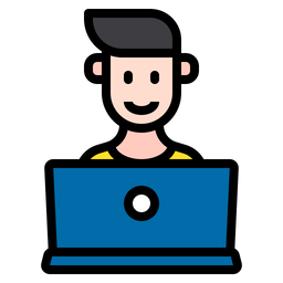 Man Using Laptop  Icon