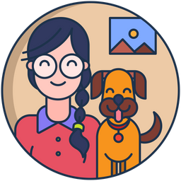 Girl With Dog  Icon