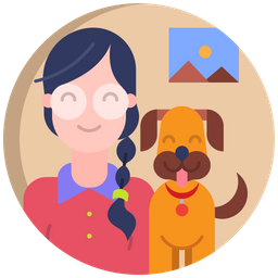 Girl With Dog  Icon