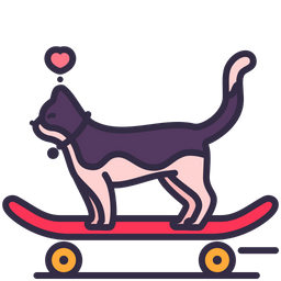 Cat playing skateboard  Icon