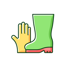 Guantes y botas de jardinería.  Icono