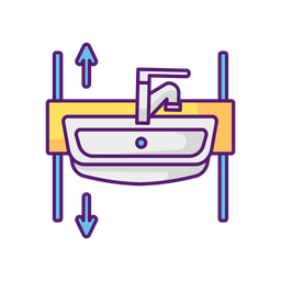 Höhenverstellbares Waschbecken  Symbol