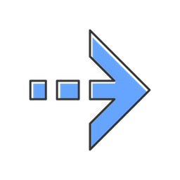 Blue arrow with dotted dash line  Icon