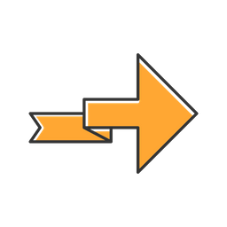 Orange arrow with folding line  Icon