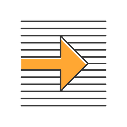 Orange arrow on striped background  Icon