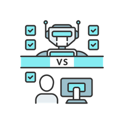 RPA-Bot vs. Mitarbeiter  Symbol