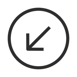 Down Left Diagonal Arrow Circle  Icon