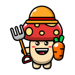 Cute mushroom as a farmer  Icon