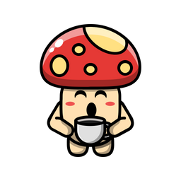 Cute mushroom drinking coffee  Icon