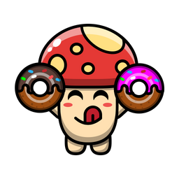 Cute mushroom eating a doughnut  Icon