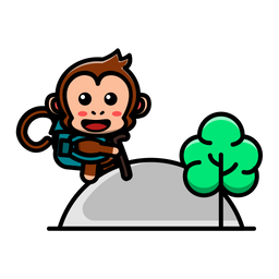 Cute Monkey Climbing Hill  Icon