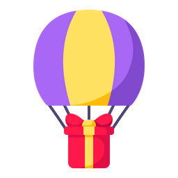 Caja de regalo con globo aerostático  Icono