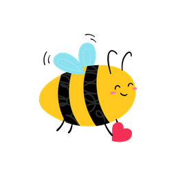 Cute Honey Bee With Heart  Icon