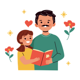 Father and daughter reading a book  Icon