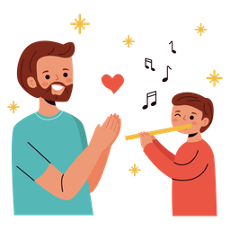 Father and son playing flute  Icon