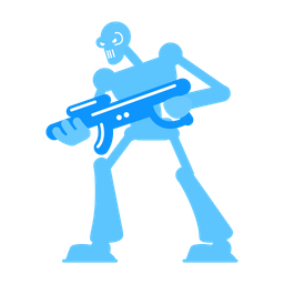 Angry cyborg with firearm  Icon