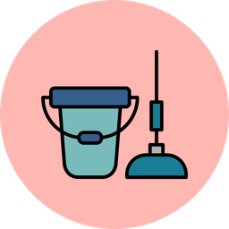 Bucket And Mop  Icon