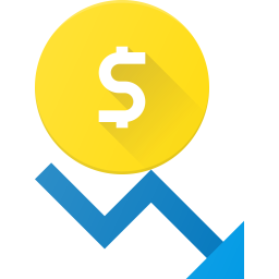 Diminuição do gráfico financeiro  Ícone