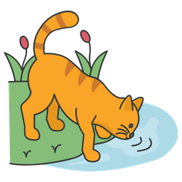 Cat Drinking Water  Icon