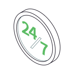 Atendimento ao cliente 24 horas por dia, 7 dias por semana  Ícone