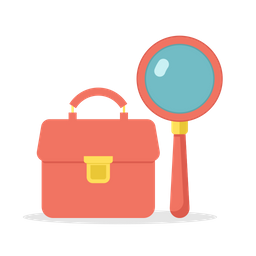 Briefcase and magnifier  Icon