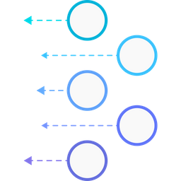 Blue and purple blank circles with dotted line arrows  Icon