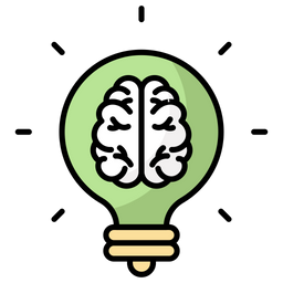 Lightbulb with brain in it  Icon