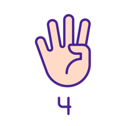 Digit Four Sign In Asl  Icon