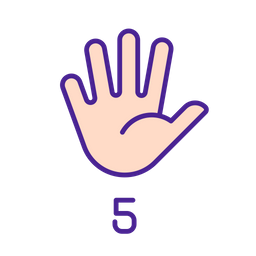 Digit Five In American Sign Language  Icon