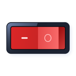 스위처 빨간색 버튼 켜짐 스큐어모피즘 아날로그 아이콘