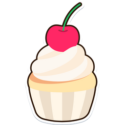 Cup cake with cherry and cream topping  Icon