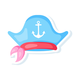 Flat style sticker vector of a pirate hat  Icon