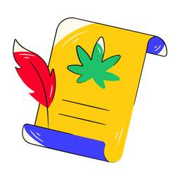 Manuscript with weed leaf symbol, sticker vector in flat style  Icon